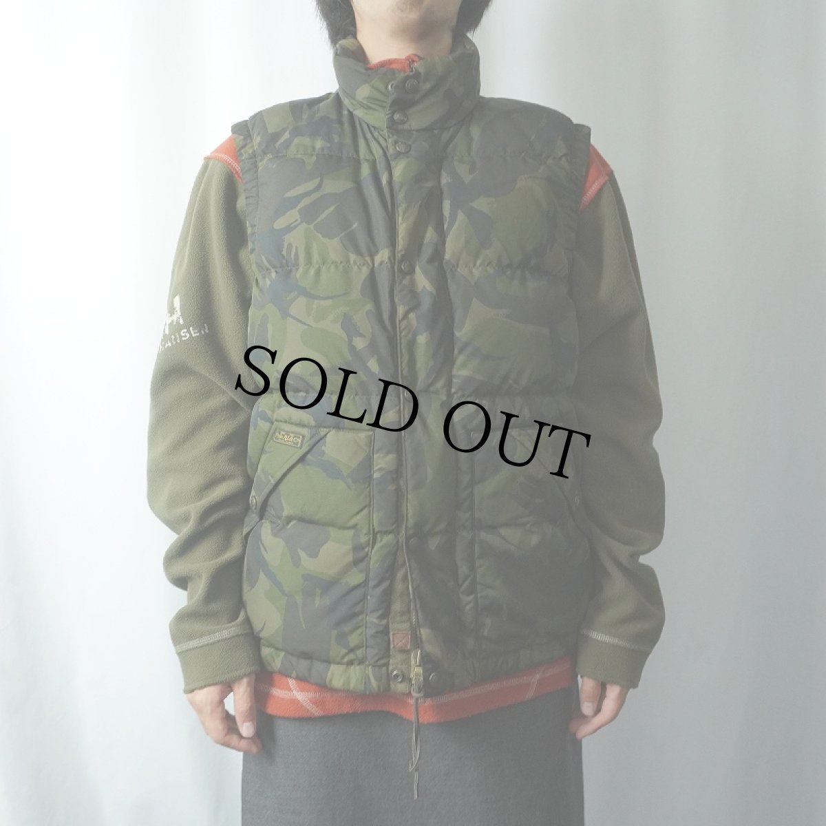 画像2: POLO Ralph Lauren カモ柄 ポリエステルダウンベスト M (2)