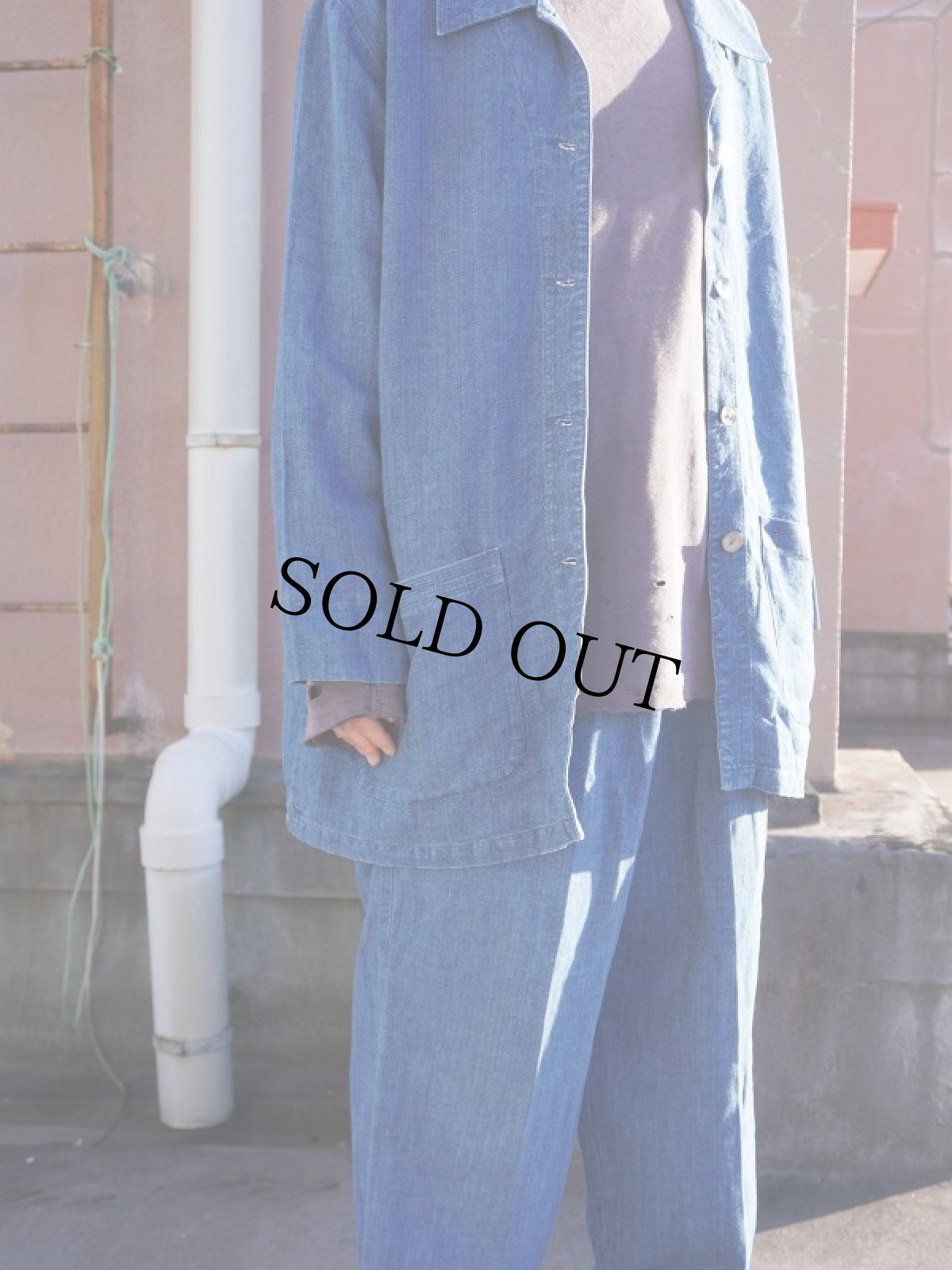 画像4: ELISABETH BY LIZ CLAIBORNE インディゴリネンジャケット/イージーパンツ SETUP SIZE14 (4)