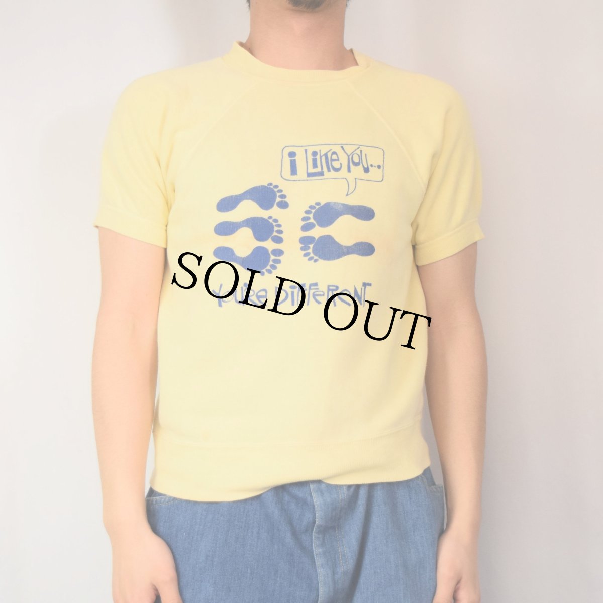 画像2: 〜60's "YOU'RE DIFFERENT" プリントラグラン半袖スウェット (2)