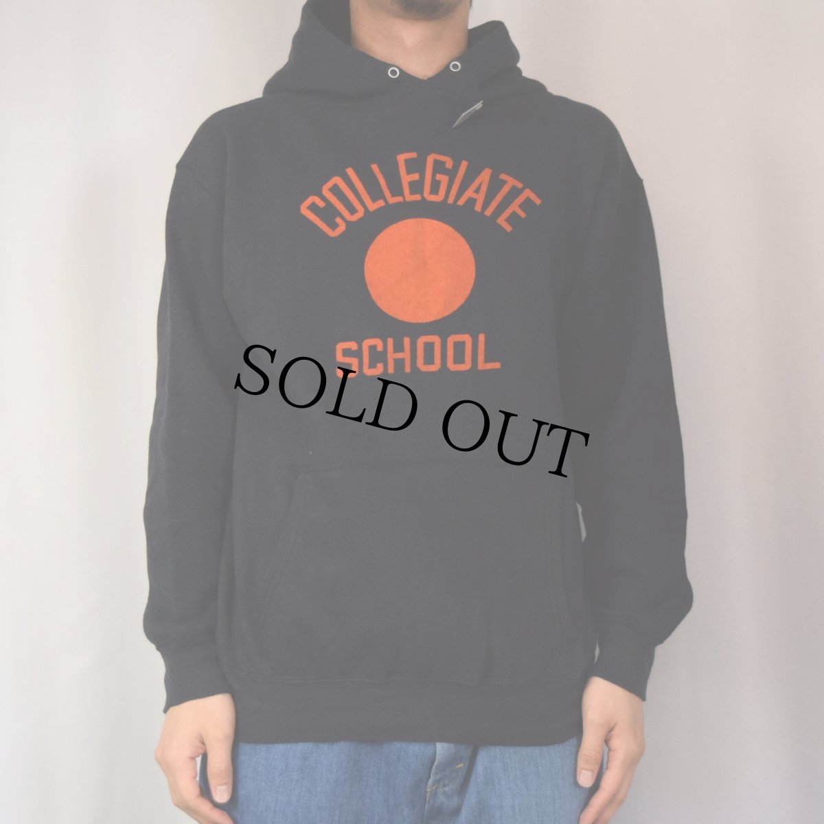 画像2: 60〜70's "COLLEGIATE SCHOOL" プリントスウェットフーディー NAVY (2)