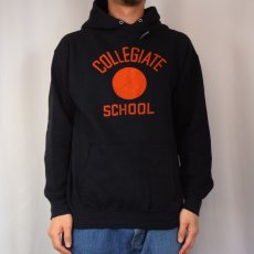 画像2: 60〜70's "COLLEGIATE SCHOOL" プリントスウェットフーディー NAVY (2)