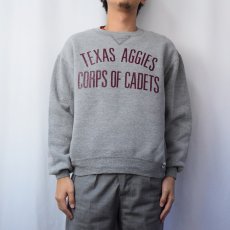 画像2: 90's〜 USA製 "TEXAS AGGIES CORPS OF CADETS" ワイド ショートレングス プリントスウェット M (2)