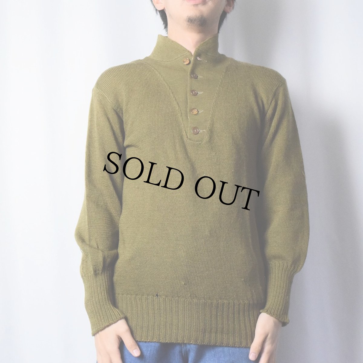 画像2: 40's〜 U.S.ARMY 5つボタン ジープセーター (2)