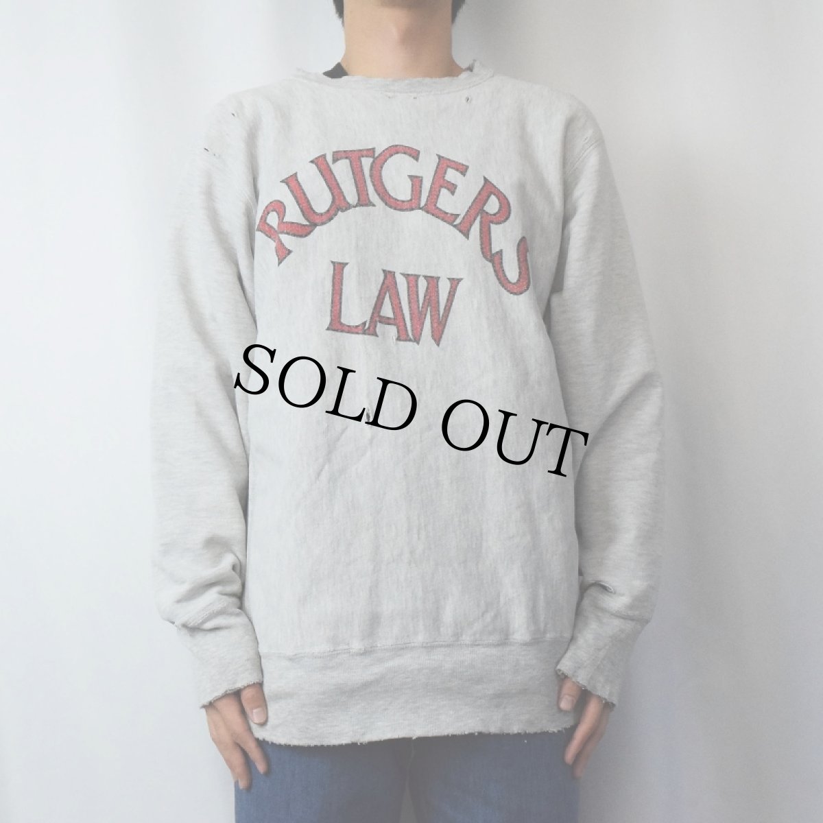 画像2: 80's Champion REVERSE WEAVE USA製 トリコタグ "RUTGERS LAW" プリントスウェット XL (2)