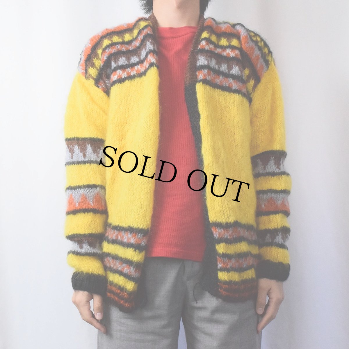 画像5: 80〜90's 総柄 モヘアニットカーディガン (5)