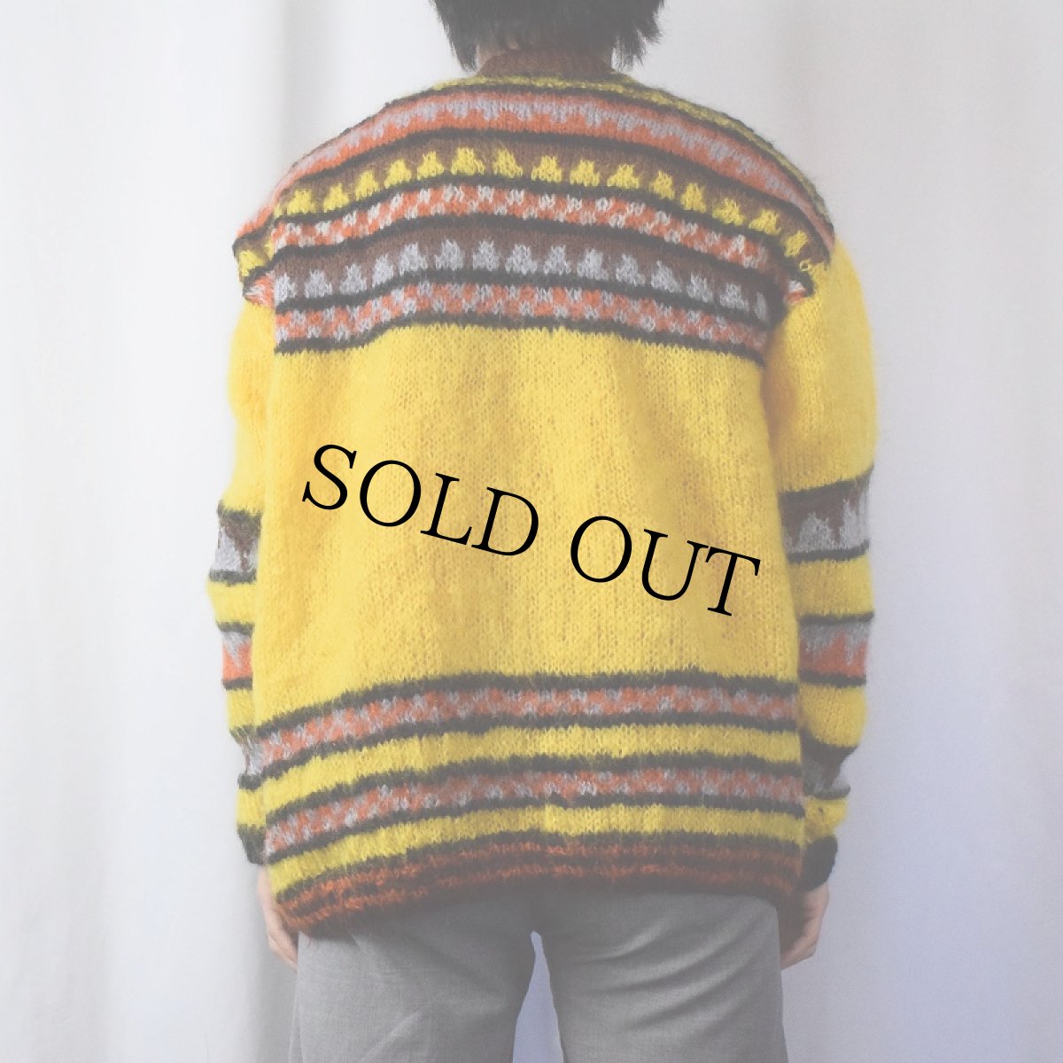 画像6: 80〜90's 総柄 モヘアニットカーディガン (6)