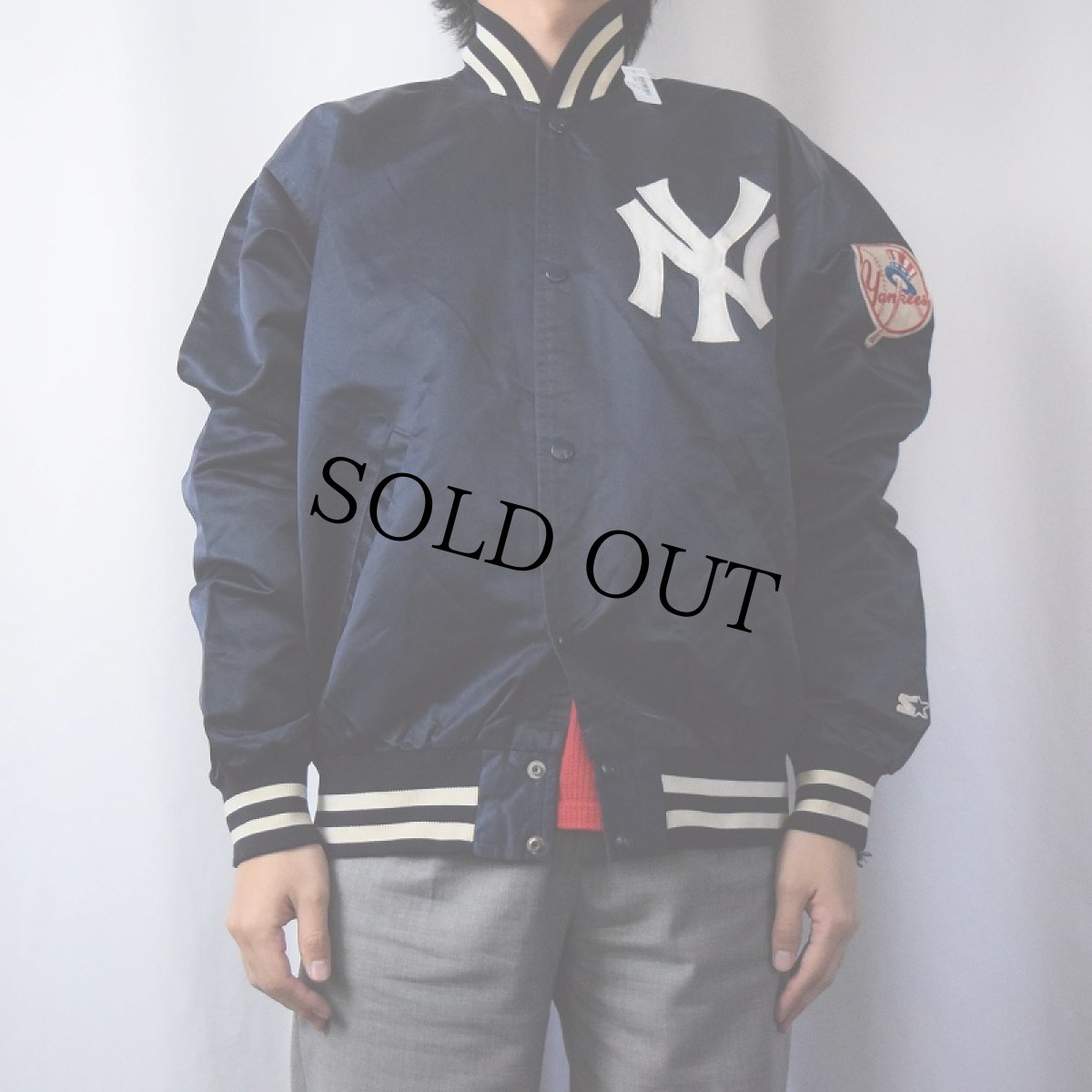 画像4: 80〜90's MLB "New York Yankees" USA製 ロゴワッペン付き ナイロンスタジャン NAVY XL (4)