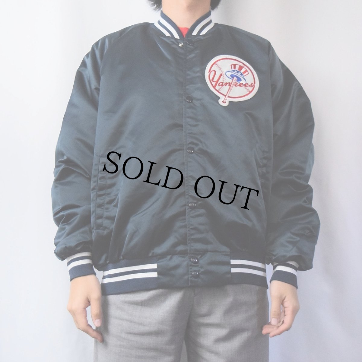 画像3: 90's MLB "New York Yankees" USA製 ワッペン付き ナイロンスタジャン XL (3)