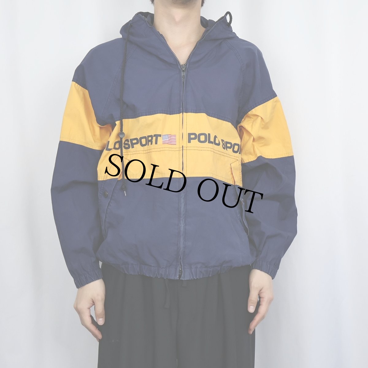 画像2: 90's POLO SPORT Ralph Lauren コットンジップパーカー NAVY S (2)
