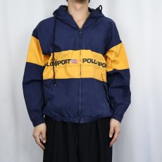 画像2: 90's POLO SPORT Ralph Lauren コットンジップパーカー NAVY S (2)