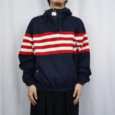 画像2: 90's POLO Ralph Lauren ボーダー柄 コットンパーカー NAVY L (2)
