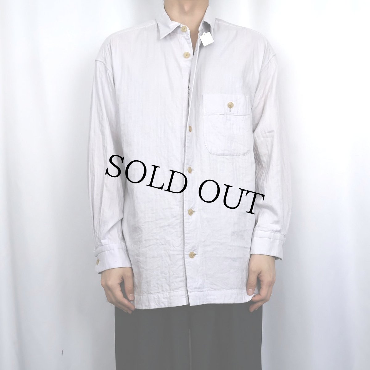 画像2: ISSEY MIYAKE ダブルフェイス コットンシャツ M (2)