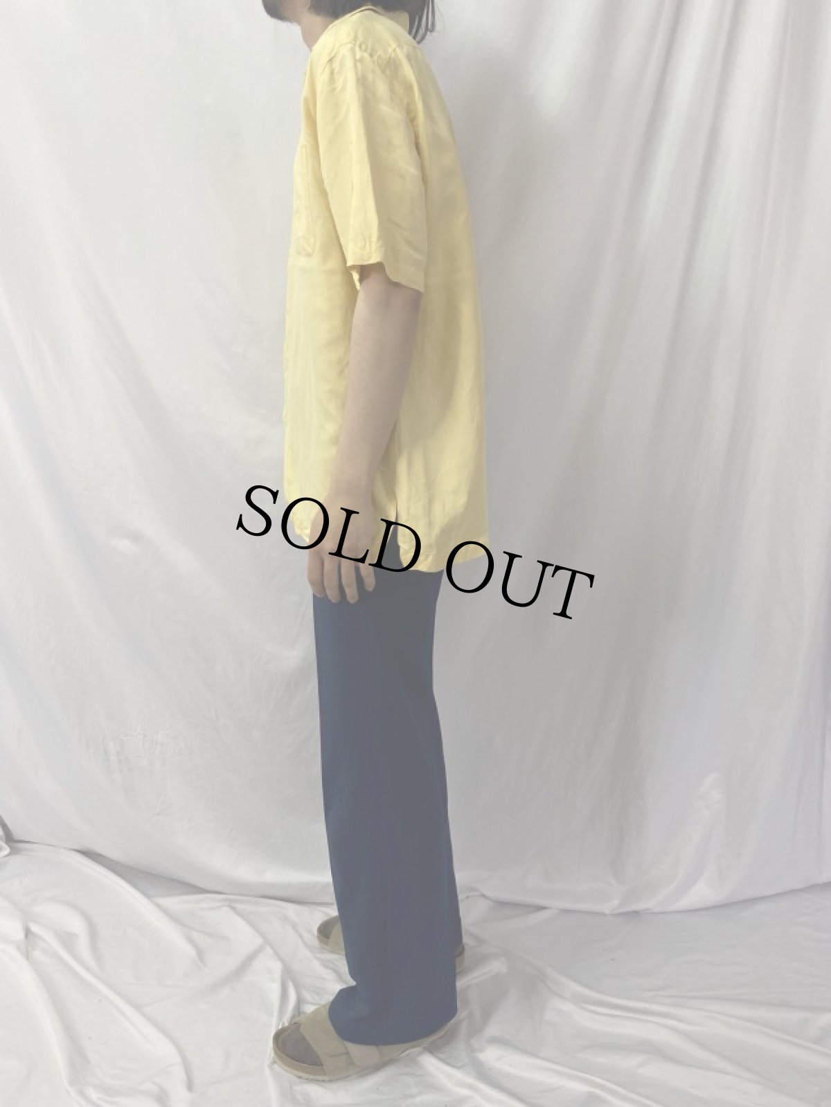 画像3: POLO Ralph Lauren "CALDWELL" シルク×リネン オープンカラーシャツ M (3)