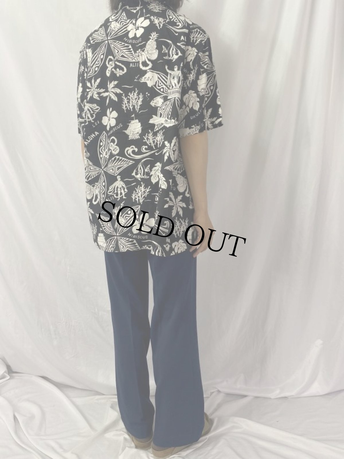 画像4: 90's〜 POLO Ralph Lauren "CLASSIC FIT" オールオーバーパターン レーヨンアロハシャツ L (4)