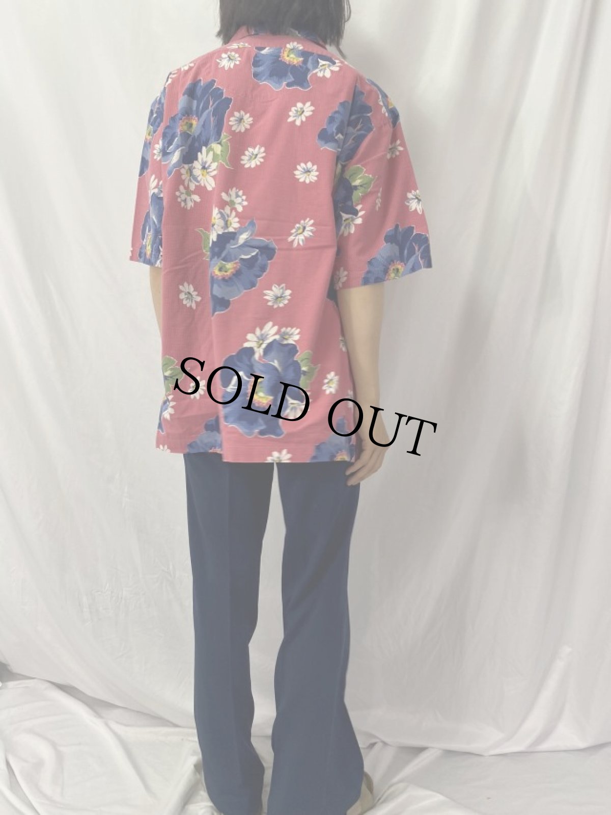 画像4: 90's〜 POLO Ralph Lauren "BERKLEY" ハイビスカス柄 シアサッカーアロハシャツ L (4)