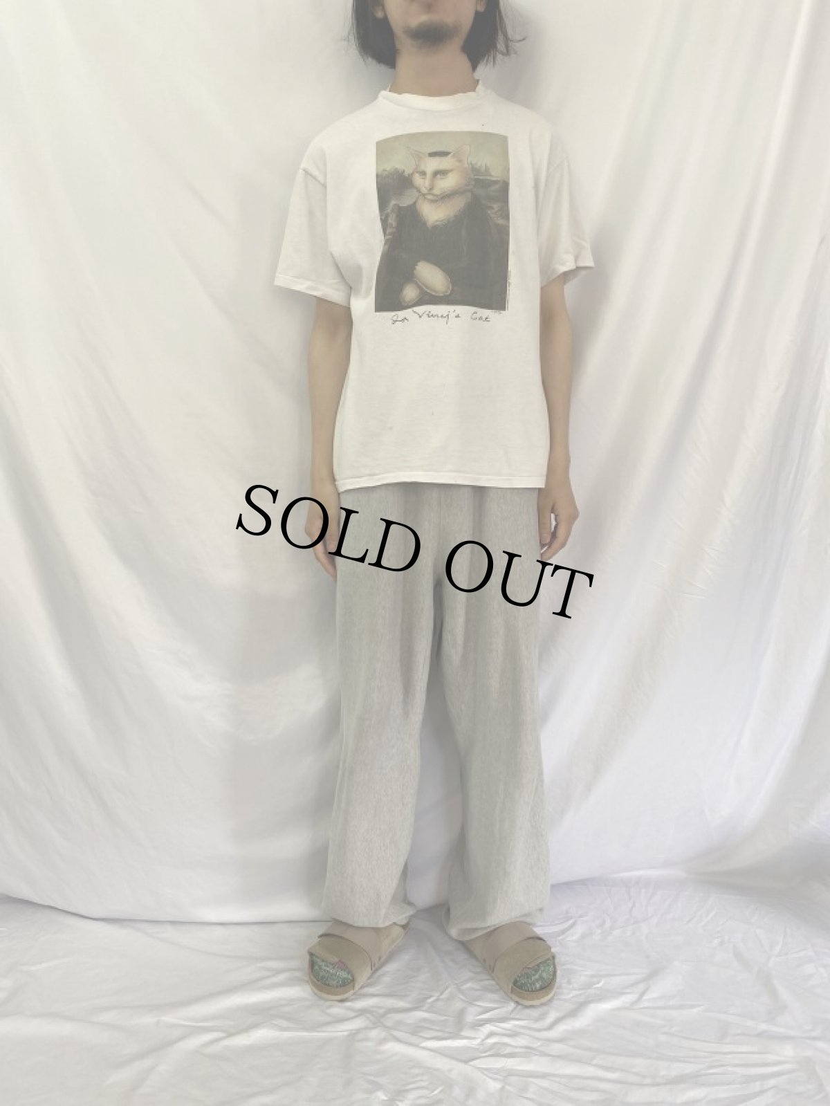 画像2: 90's 猫パロディー アートプリントTシャツ L (2)