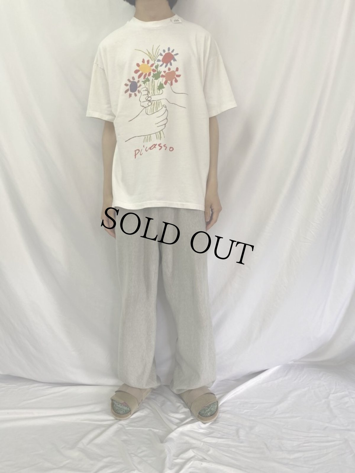 画像2: 90's Picasso USA製 "Le Bouquet de l'amitie" アートプリントTシャツ XL (2)