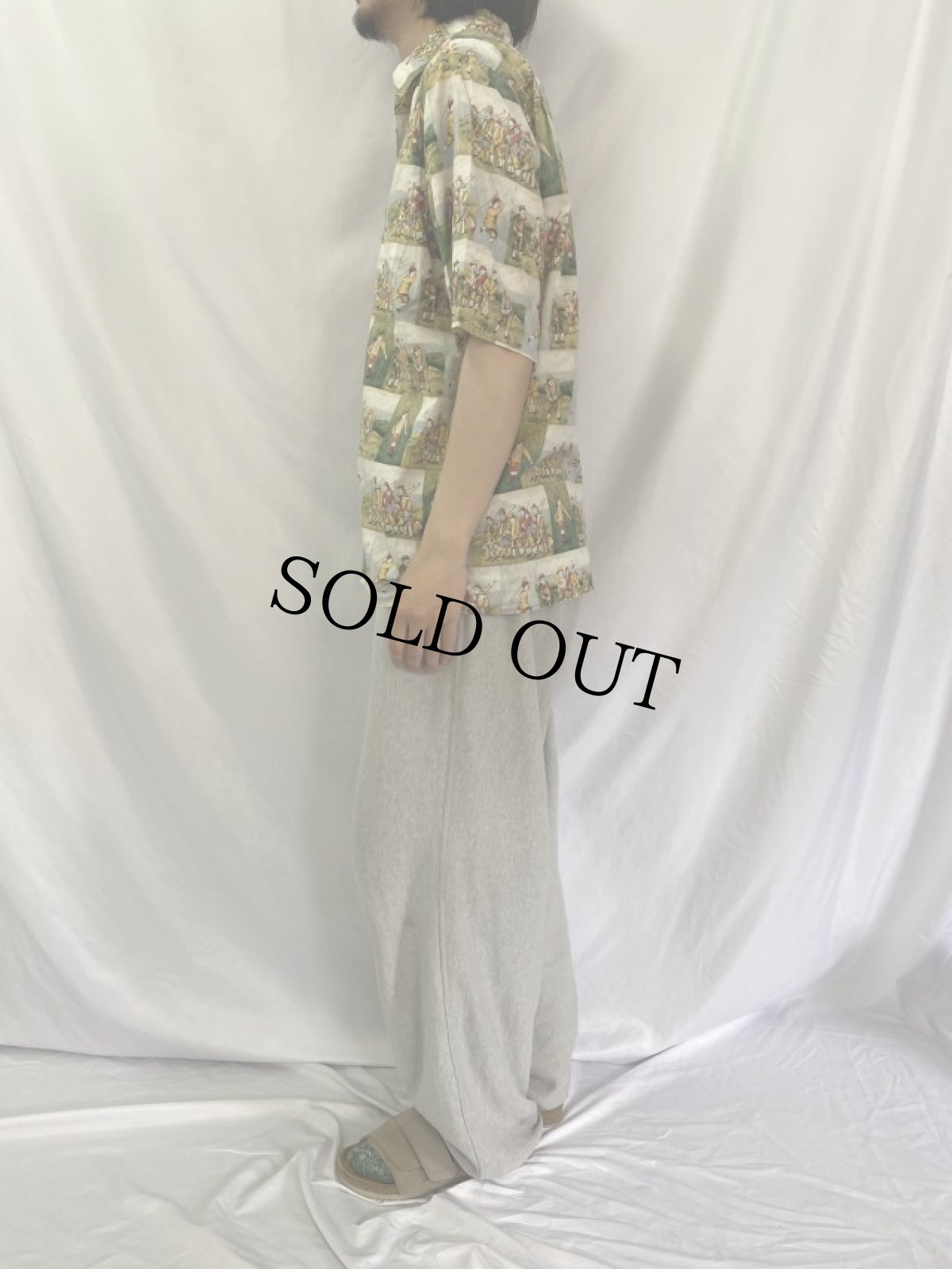 画像3: Guy Buffet Collection by Reyn Spooner アート柄コットンシャツ L (3)