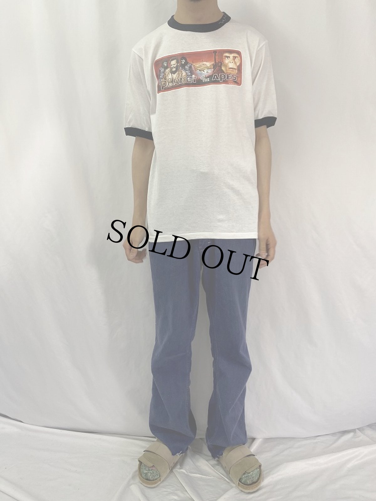 画像2: 90's〜 PLANET OF THE APES USA製 映画プリントリンガーTシャツ L (2)
