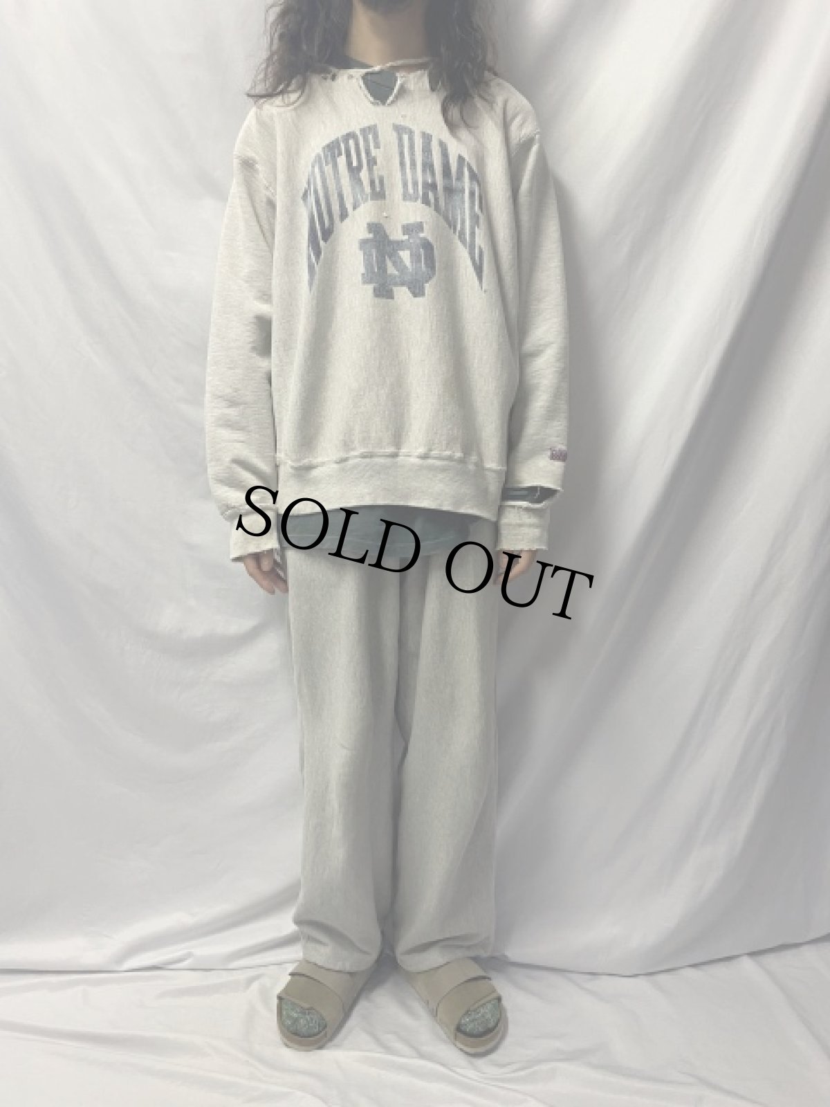 画像2: 80's MV SPORT "PROWEAVE" USA製 "NOTRE DAME" プリントスウェット XL (2)