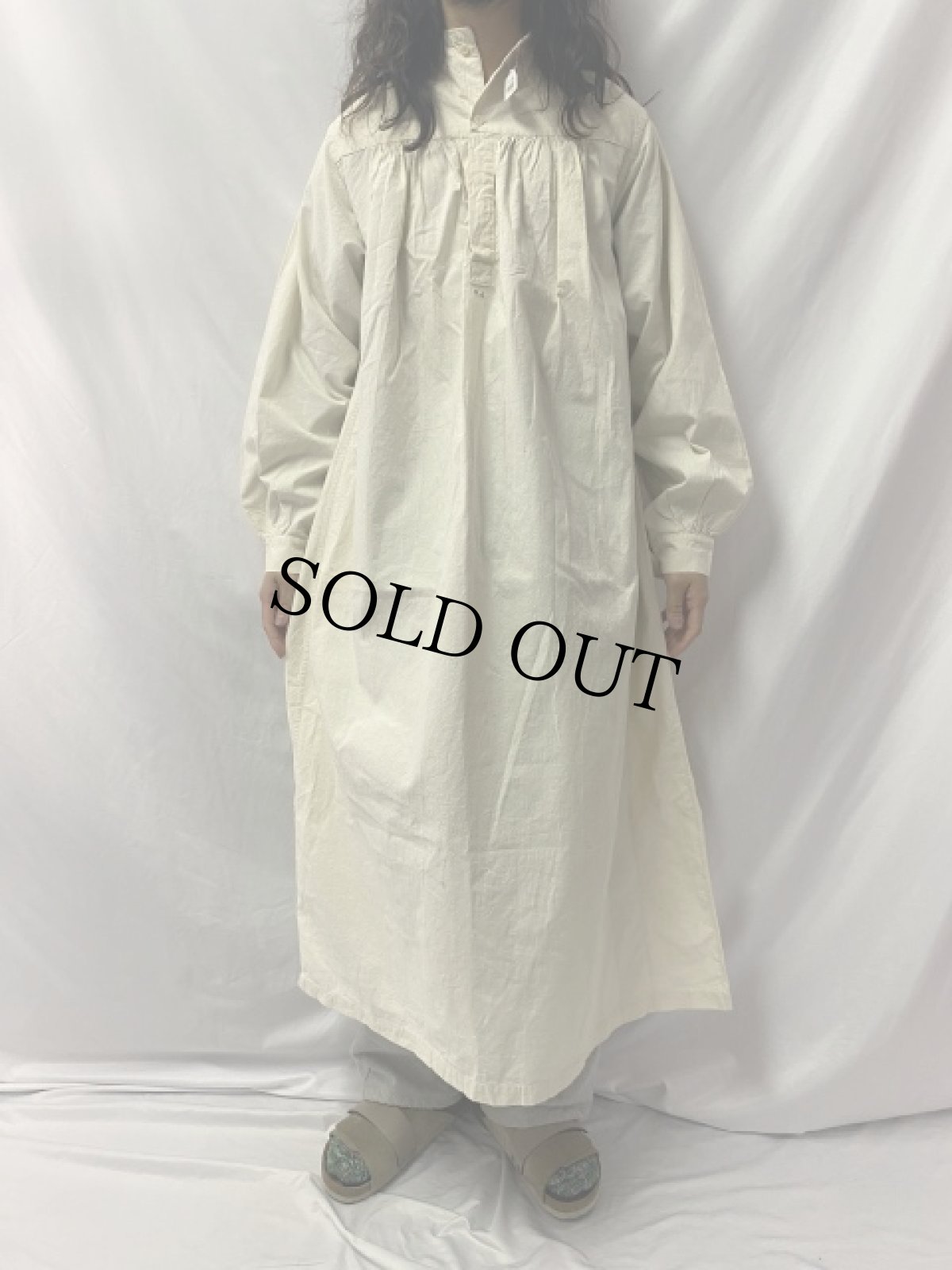 画像2: 20's〜30's FRENCH コットンスモックシャツ (2)