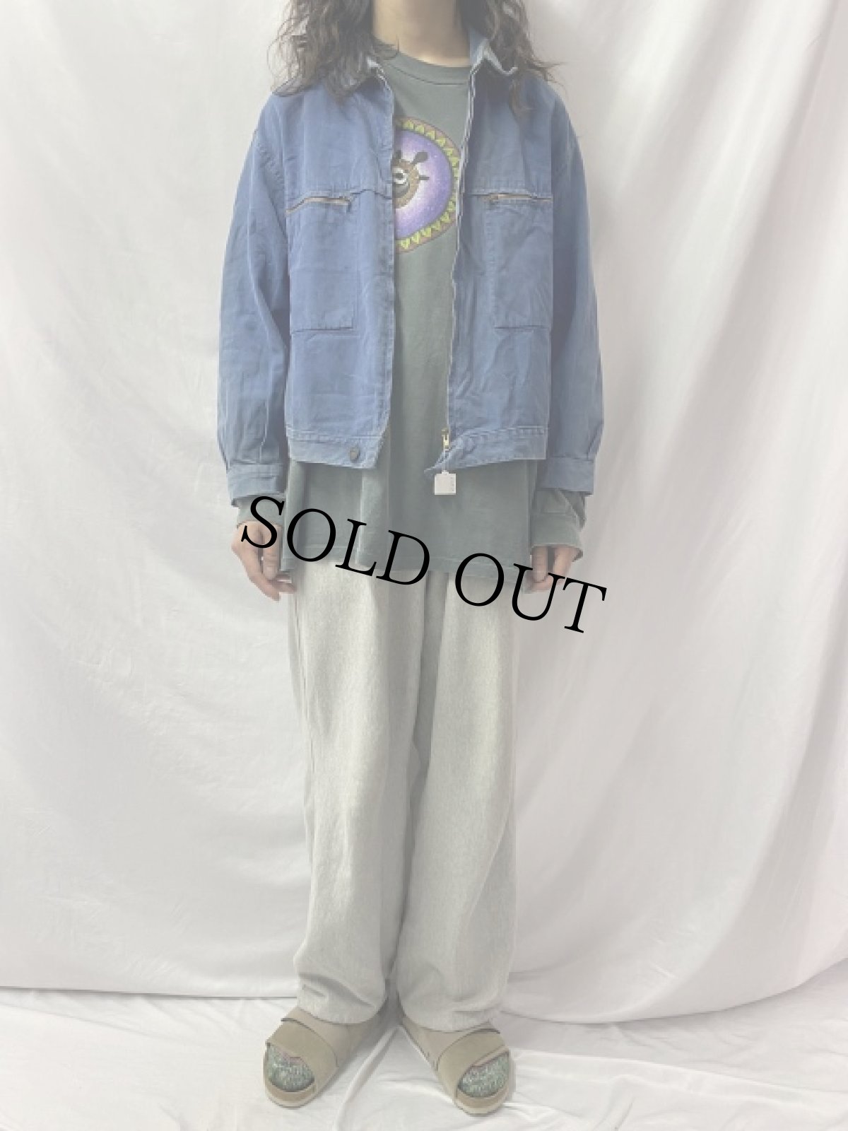 画像2: 60〜70's EURO コットンツイル ジップワークジャケット (2)