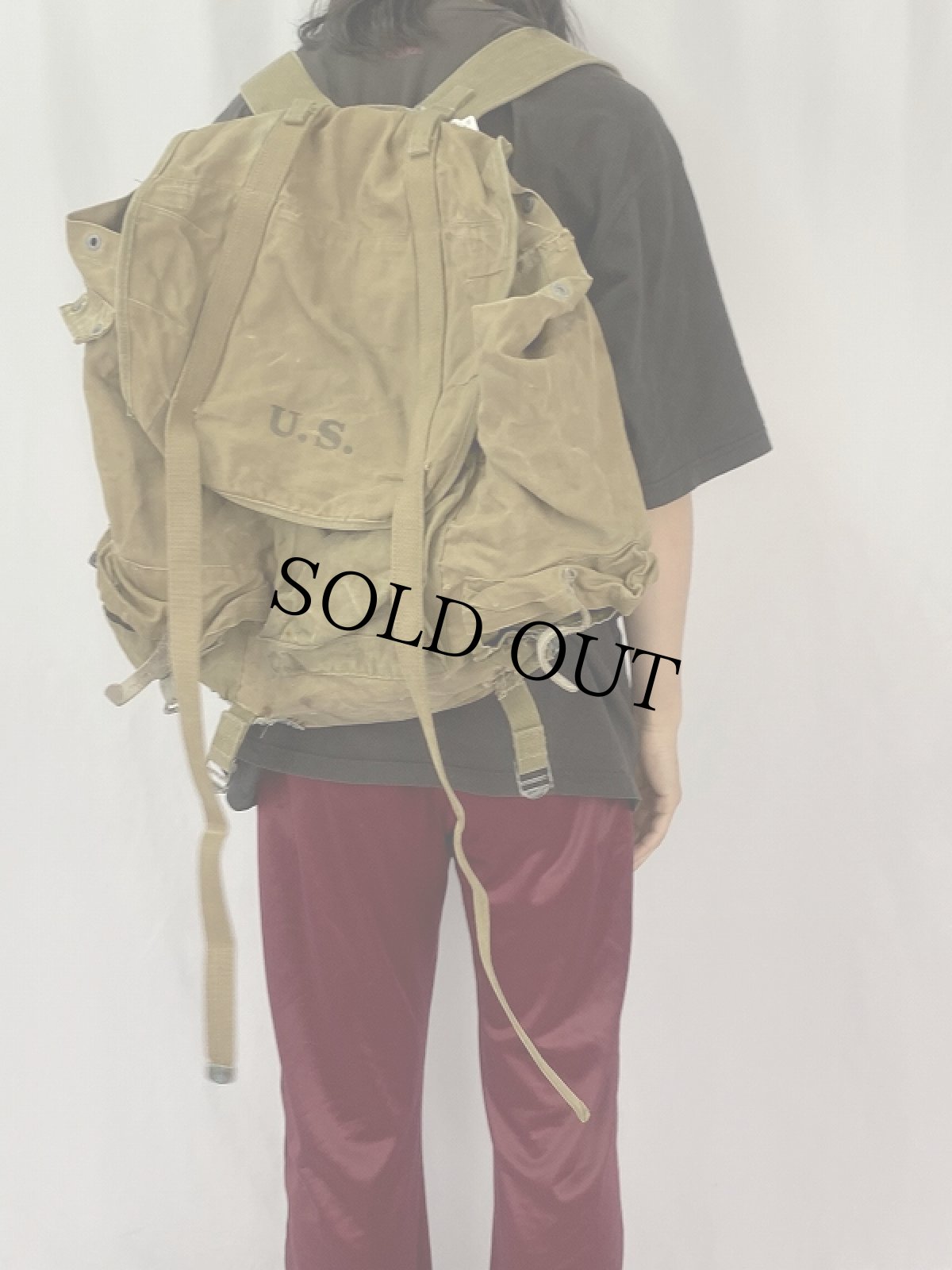 画像2: 40's U.S.ARMY 山岳部隊 ステンシル入り キャンバスバックパック (2)