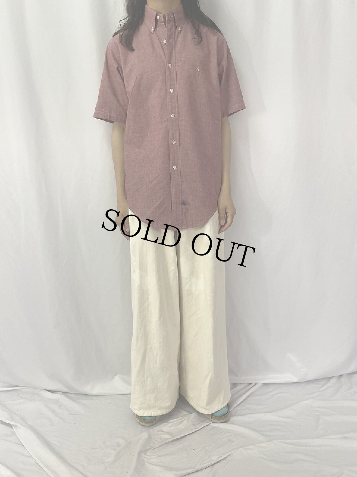 画像2: 80〜90's POLO COUNTRY RALPH LAUREN ロゴ刺繍 ボタンダウンシャンブレーシャツ S (2)