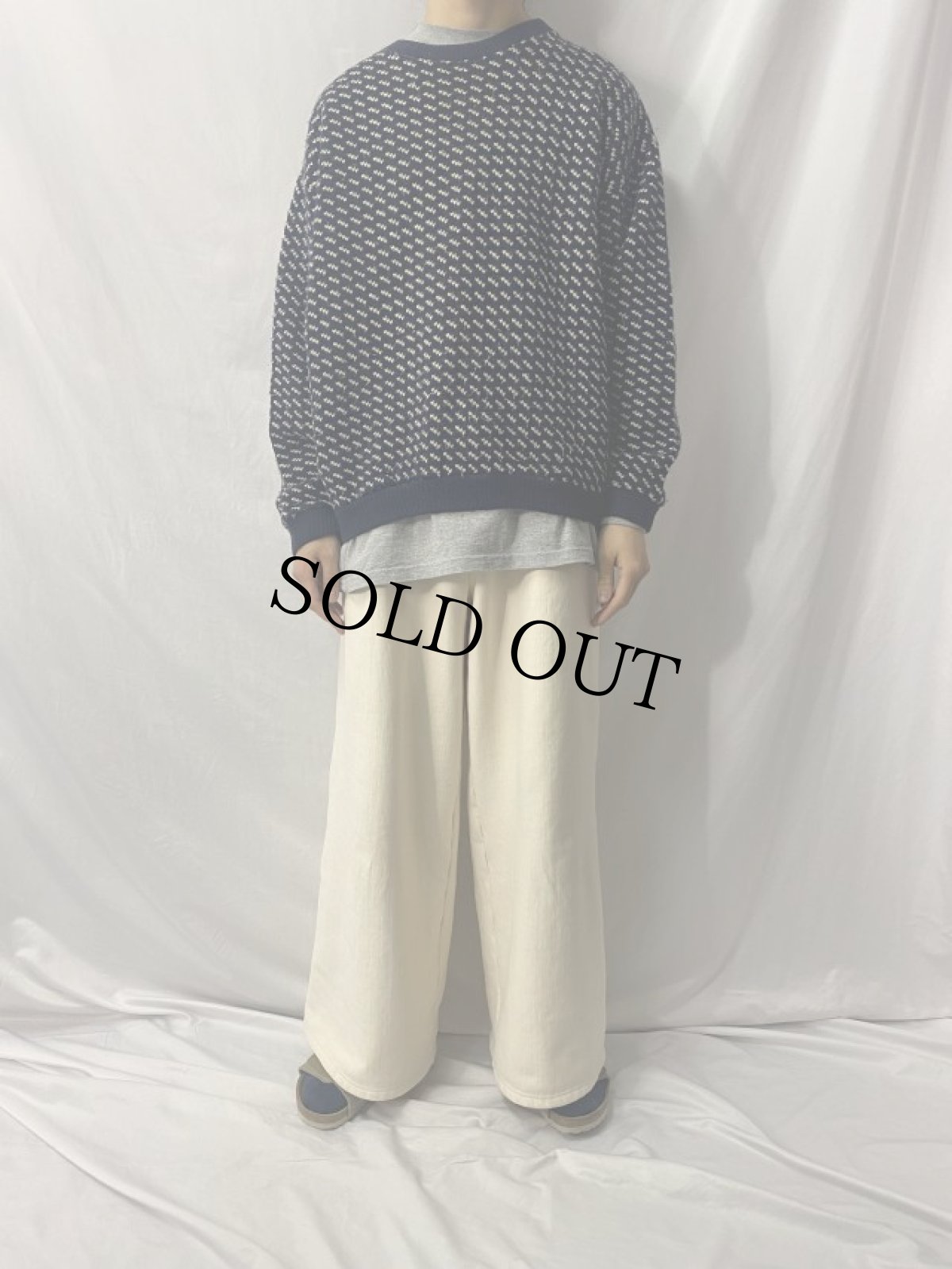 画像2: 60's L.L.Bean 筆記体タグ NORWAY製 バーズアイ ウールニットセーター XL (2)