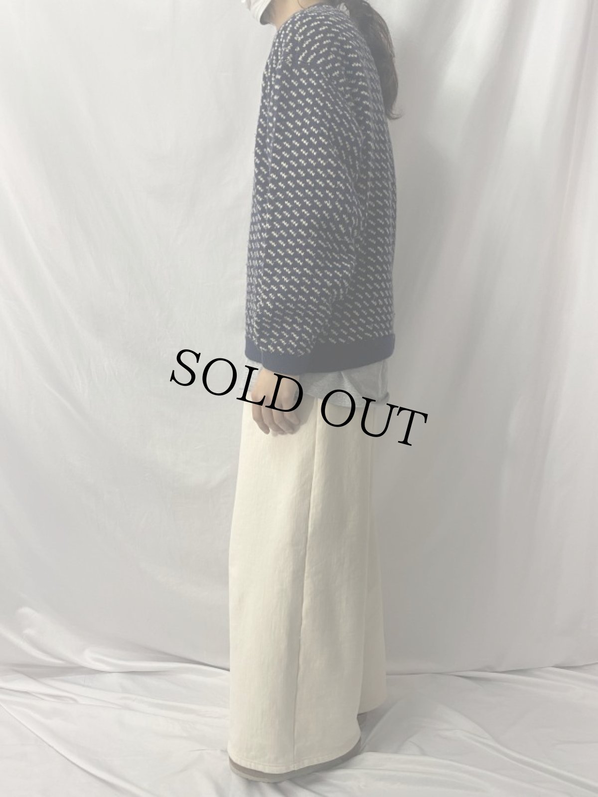 画像3: 60's L.L.Bean 筆記体タグ NORWAY製 バーズアイ ウールニットセーター XL (3)