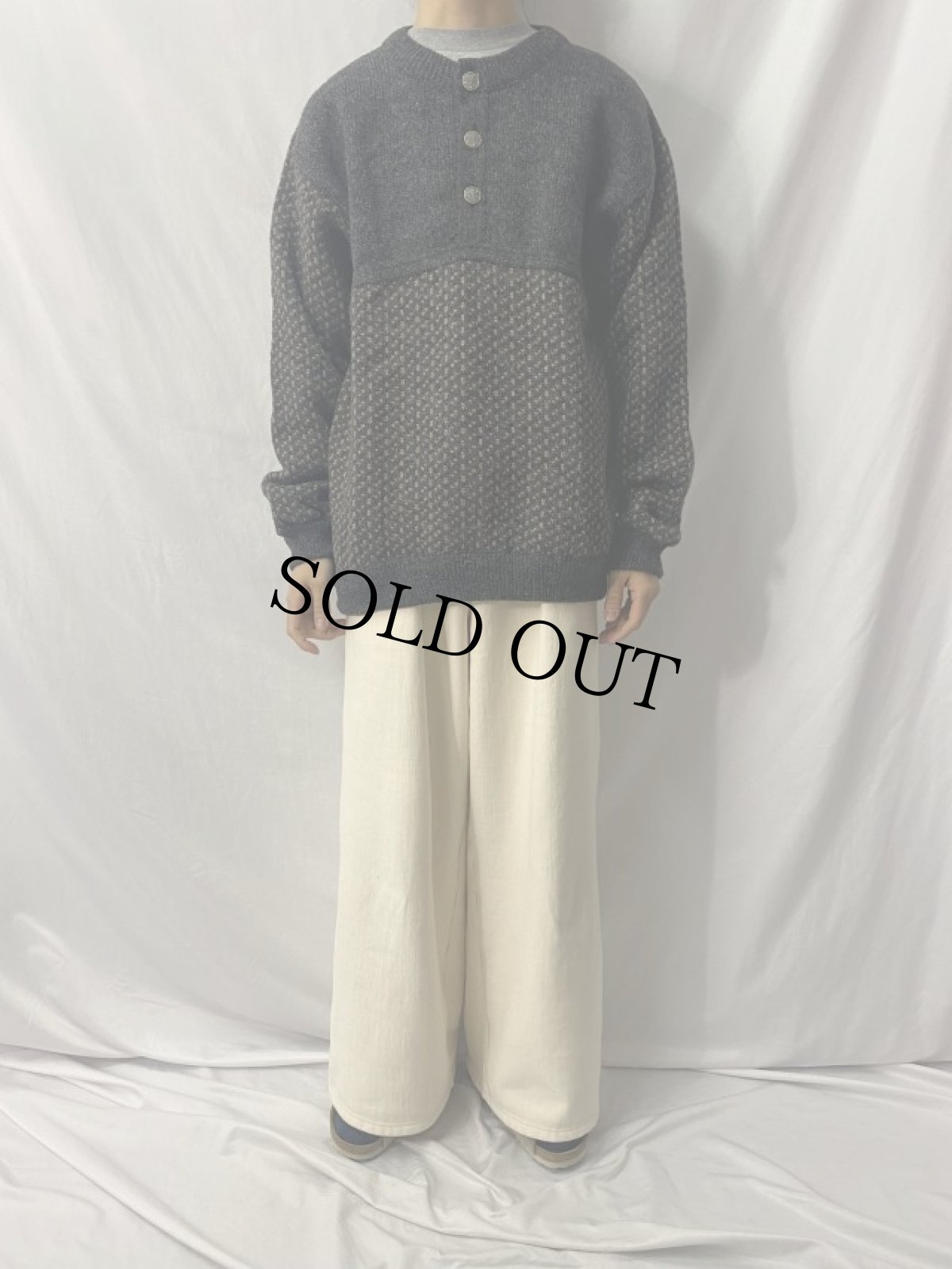 画像2: 70〜80's L.L.Bean NORWAY製 バーズアイ柄 プルオーバーウールニットセーター L (2)