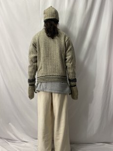 画像5: 70〜80's L.L.Bean NORWAY製 バーズアイ ウールニットセーター/ニットキャップ/手袋 3点SET M (5)