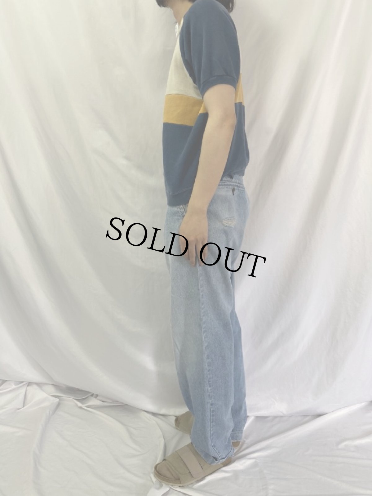 画像3: 70's ボーダー切り替え 半袖ラグランスウェット (3)