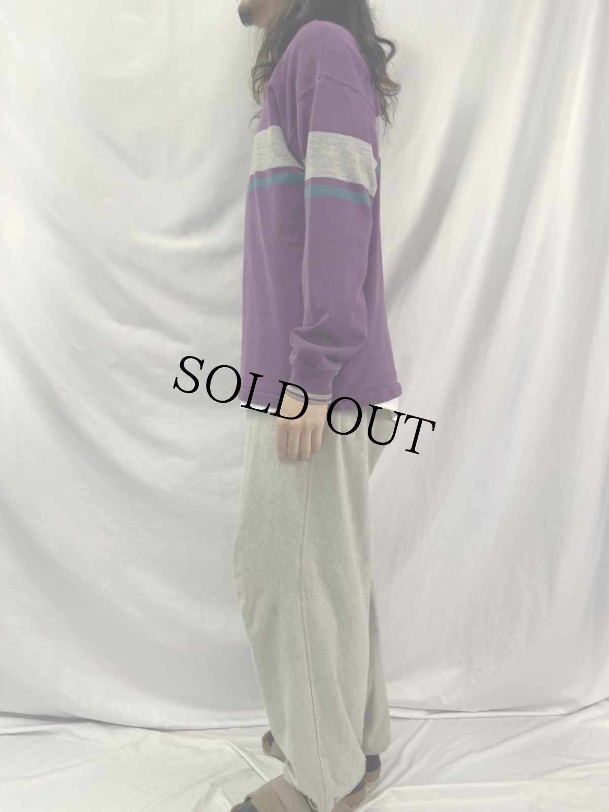 画像3: 80's L.L.Bean USA製 ボーダー柄 モックネックスウェット M (3)