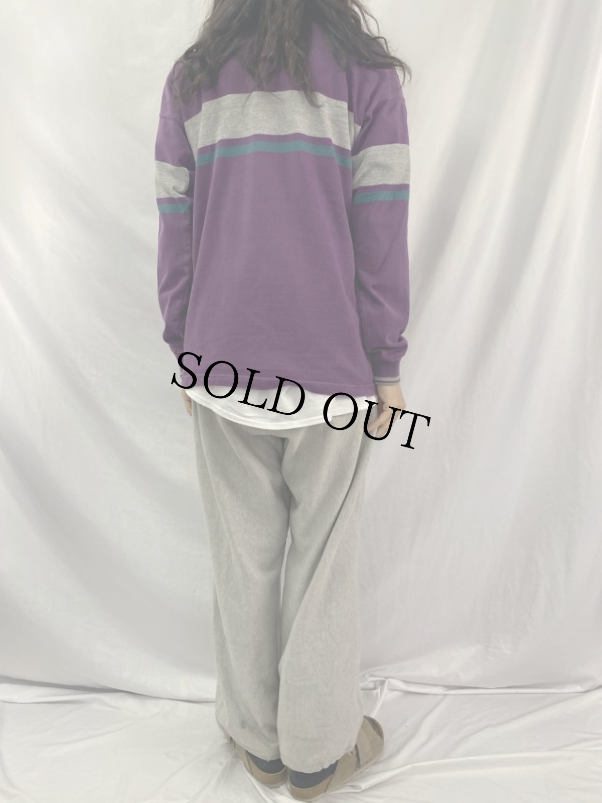 画像4: 80's L.L.Bean USA製 ボーダー柄 モックネックスウェット M (4)