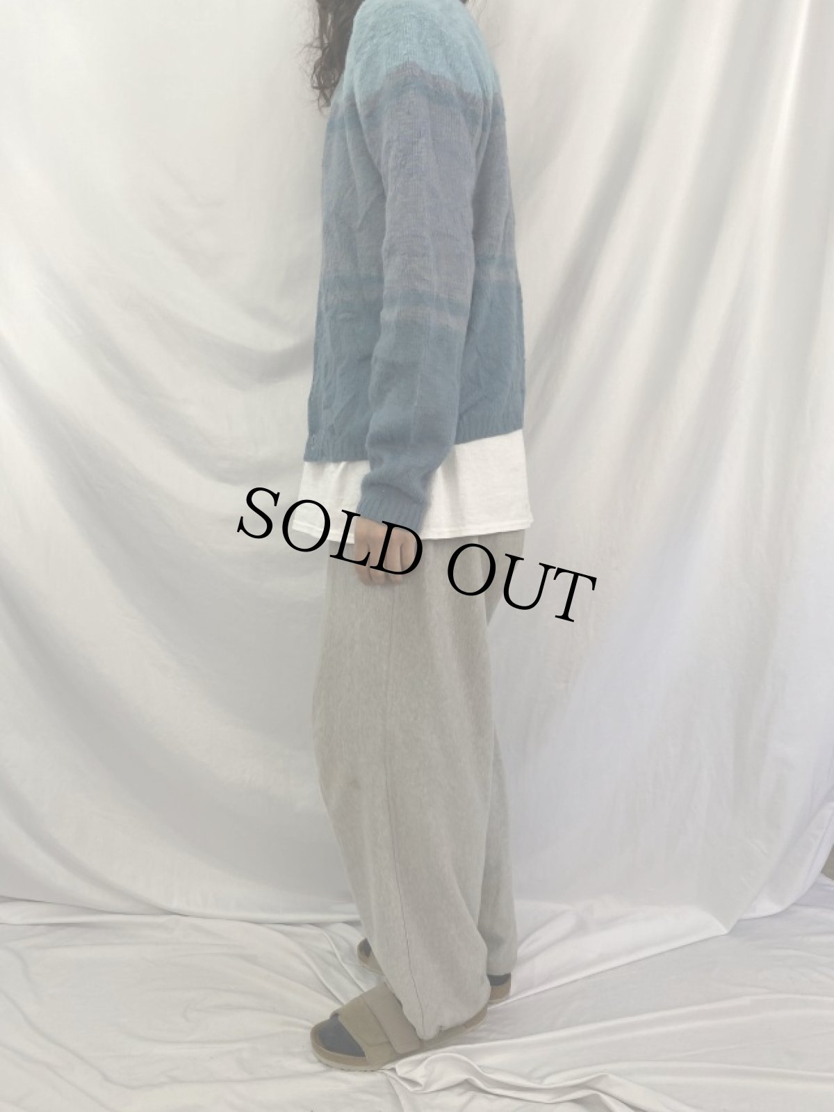 画像3: 60's CAMPUS USA製 グラデーションボーダー柄 モヘアシャギーニットカーディガン (3)