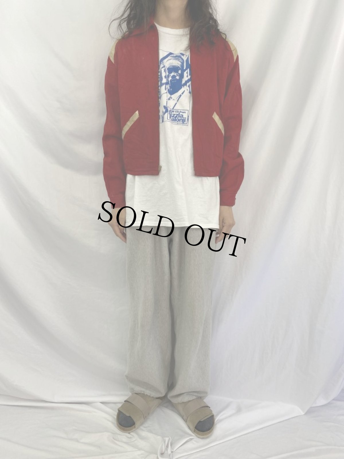 画像2: 50's Champion Sportswear "FOR CHRIST AND THE CHURCH" プリント入り 2トーン ドリズラージャケット S (2)