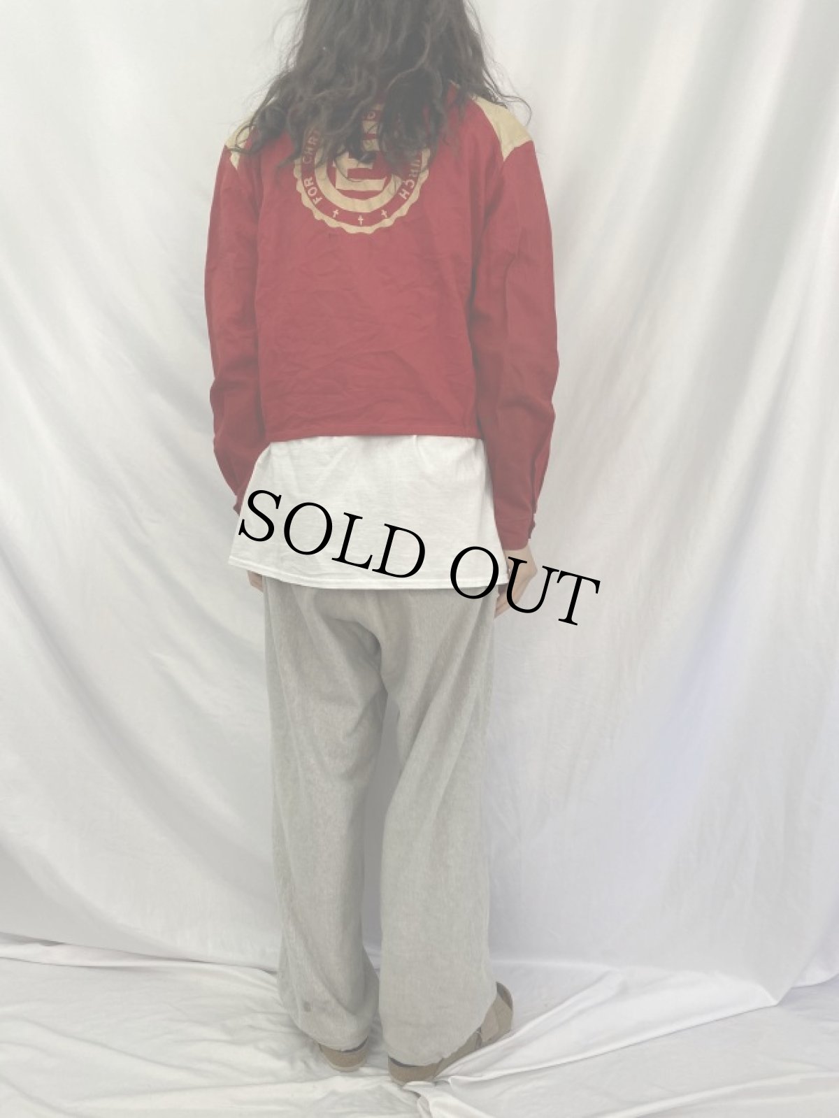 画像4: 50's Champion Sportswear "FOR CHRIST AND THE CHURCH" プリント入り 2トーン ドリズラージャケット S (4)