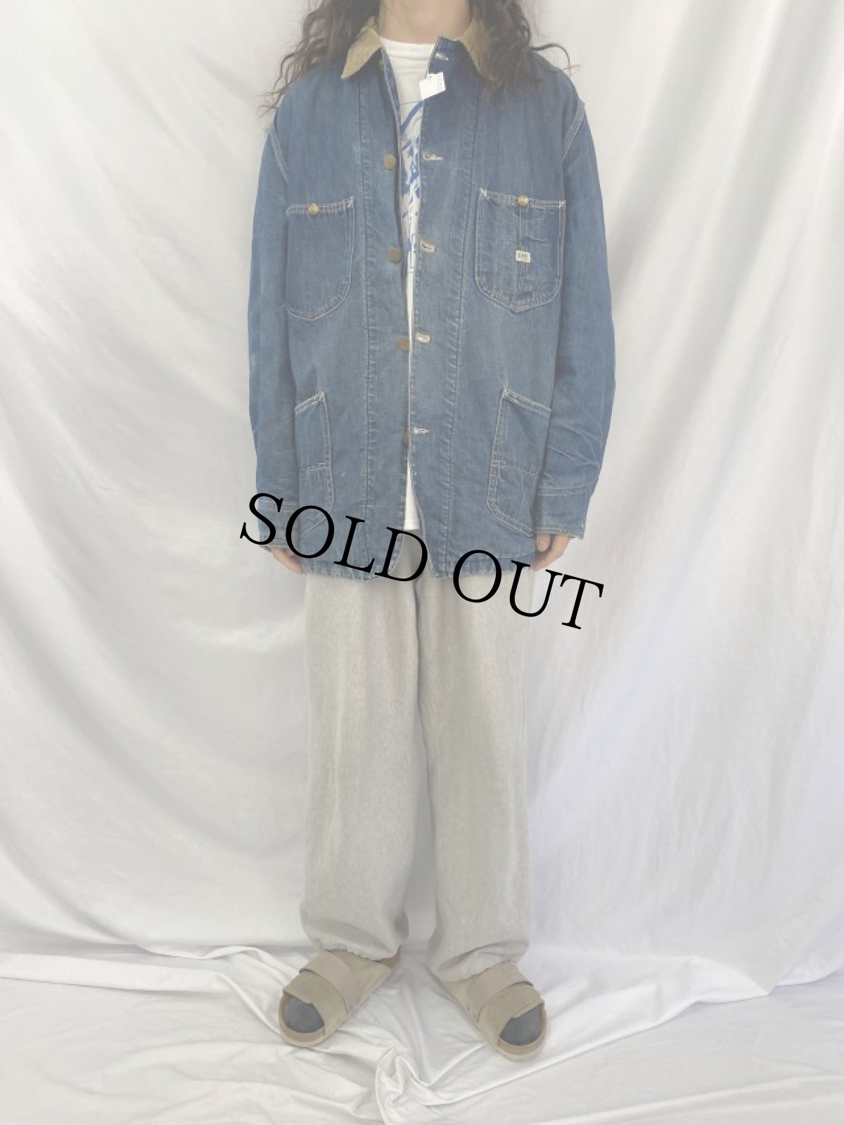 画像2: 60's Lee 81-LJ ブランケットライナー デニムカバーオール SIZE42R (2)