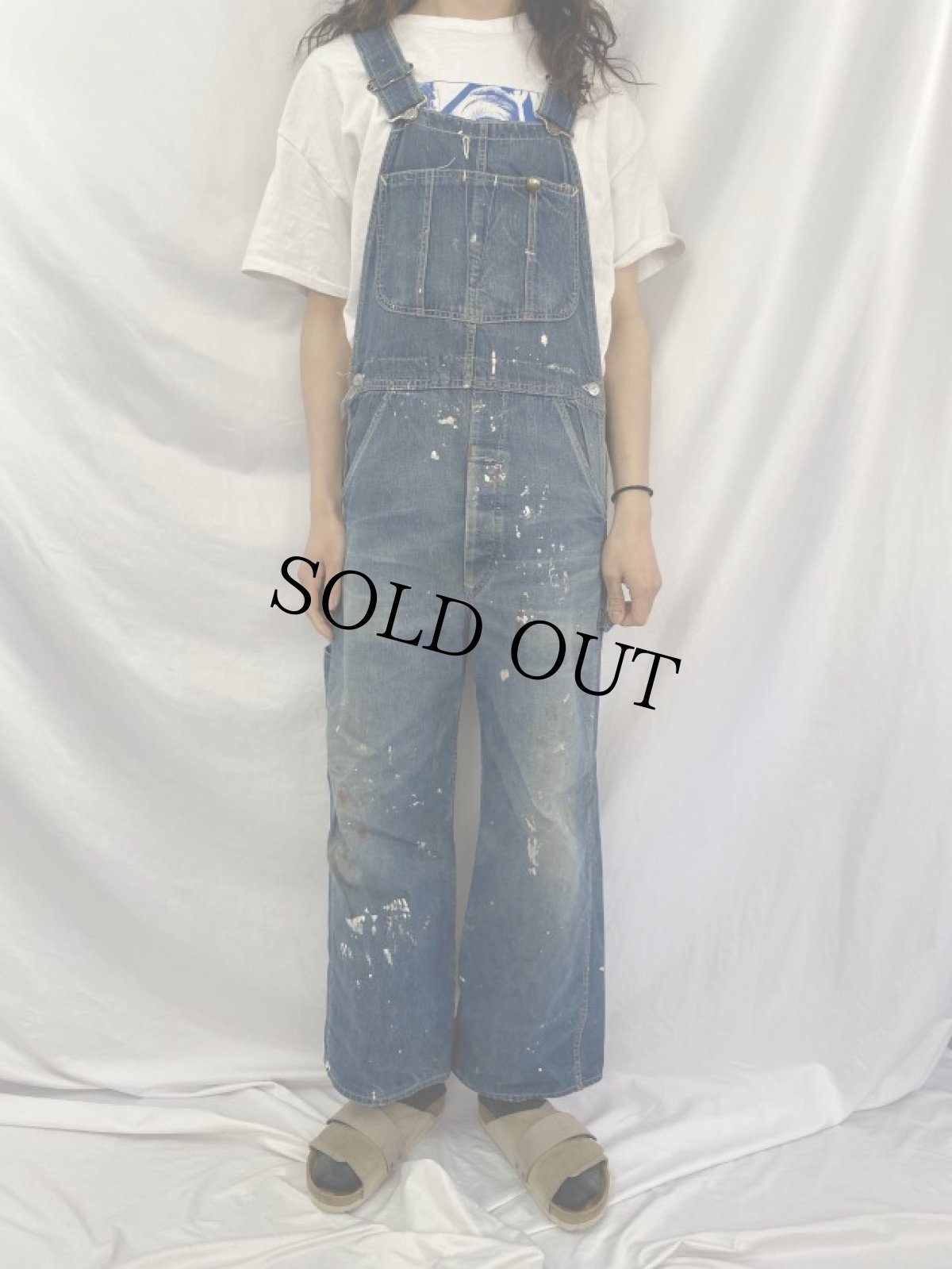 画像2: 40's Lee JELT DENIM "ロングL×ハウスタグ" ローバック デニムオーバーオール (2)