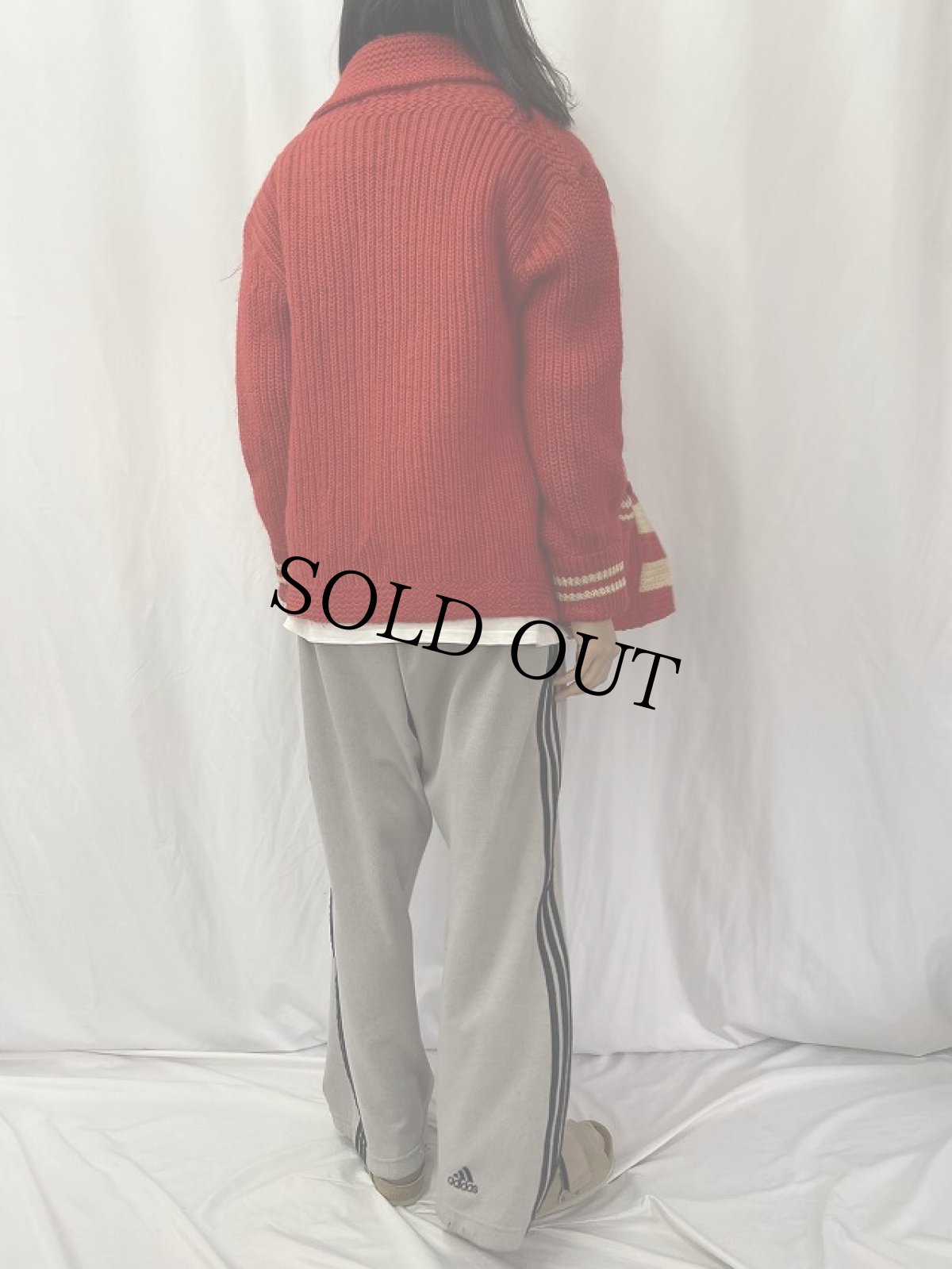 画像4: 50〜60's BONSPIER ショールカラー ウールニットカーディガン (4)