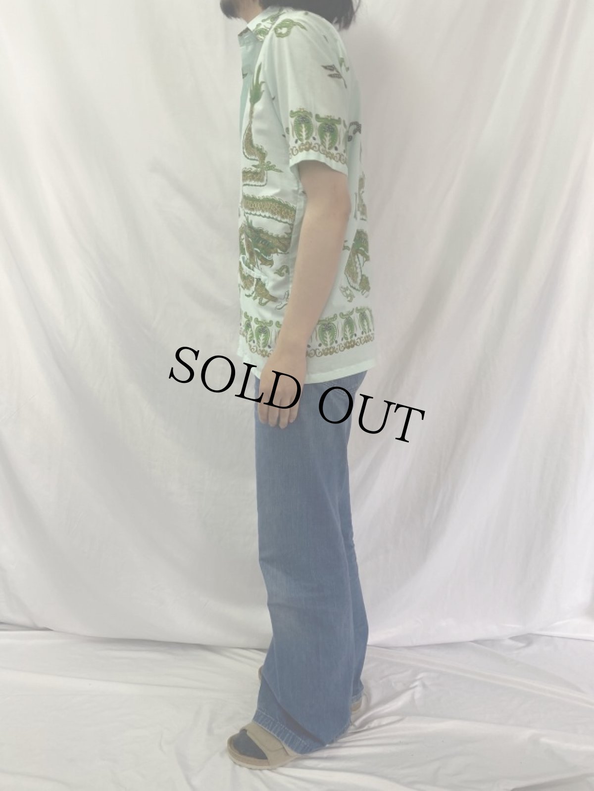 画像3: 【SALE】 70's 龍柄 半袖シャツ M (3)