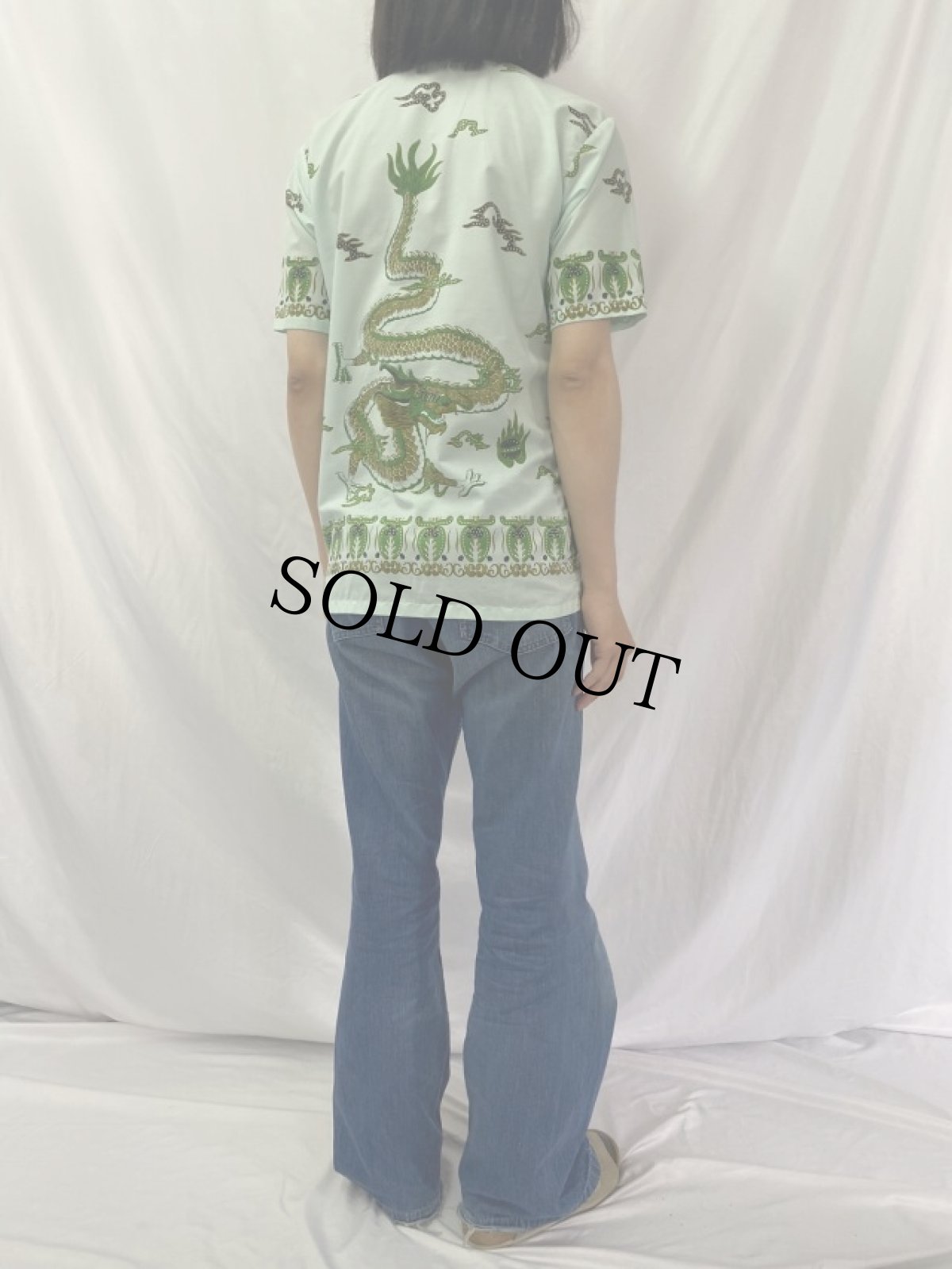 画像4: 【SALE】 70's 龍柄 半袖シャツ M (4)