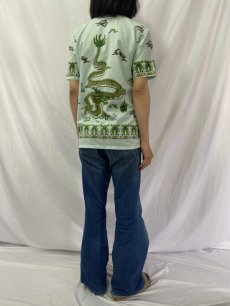画像4: 【SALE】 70's 龍柄 半袖シャツ M (4)