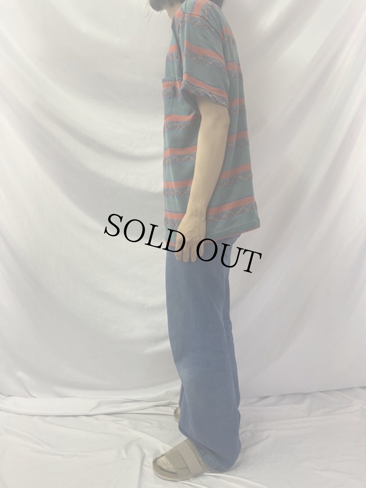 画像3: 80's Stussy USA製 ジャガードボーダー柄 Tシャツ L (3)