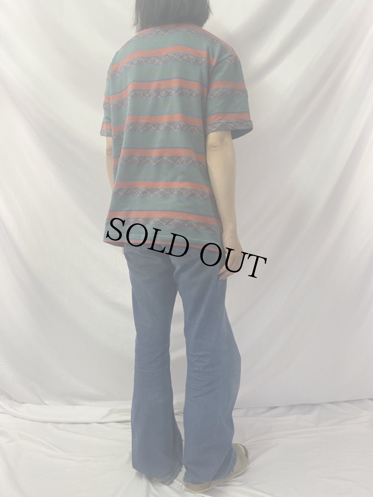 画像4: 80's Stussy USA製 ジャガードボーダー柄 Tシャツ L (4)