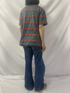 画像4: 80's Stussy USA製 ジャガードボーダー柄 Tシャツ L (4)