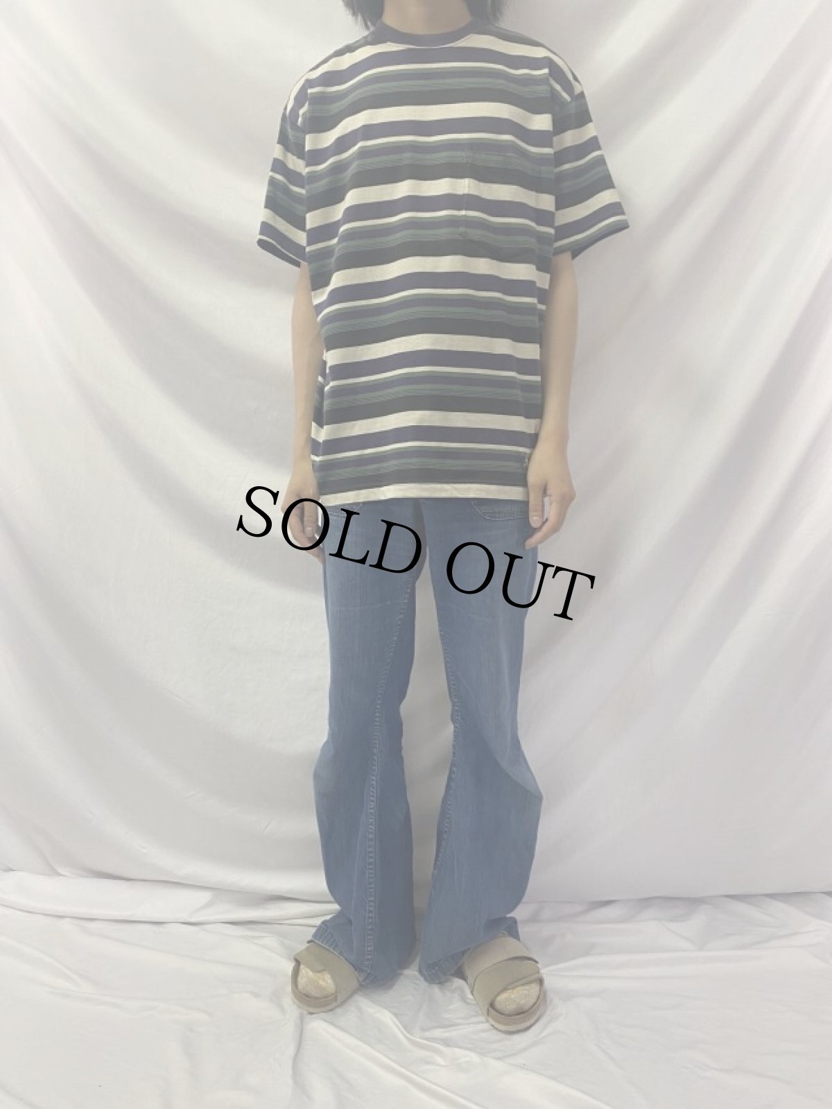 画像2: 80's Stussy USA製 ボーダー柄 Tシャツ M (2)