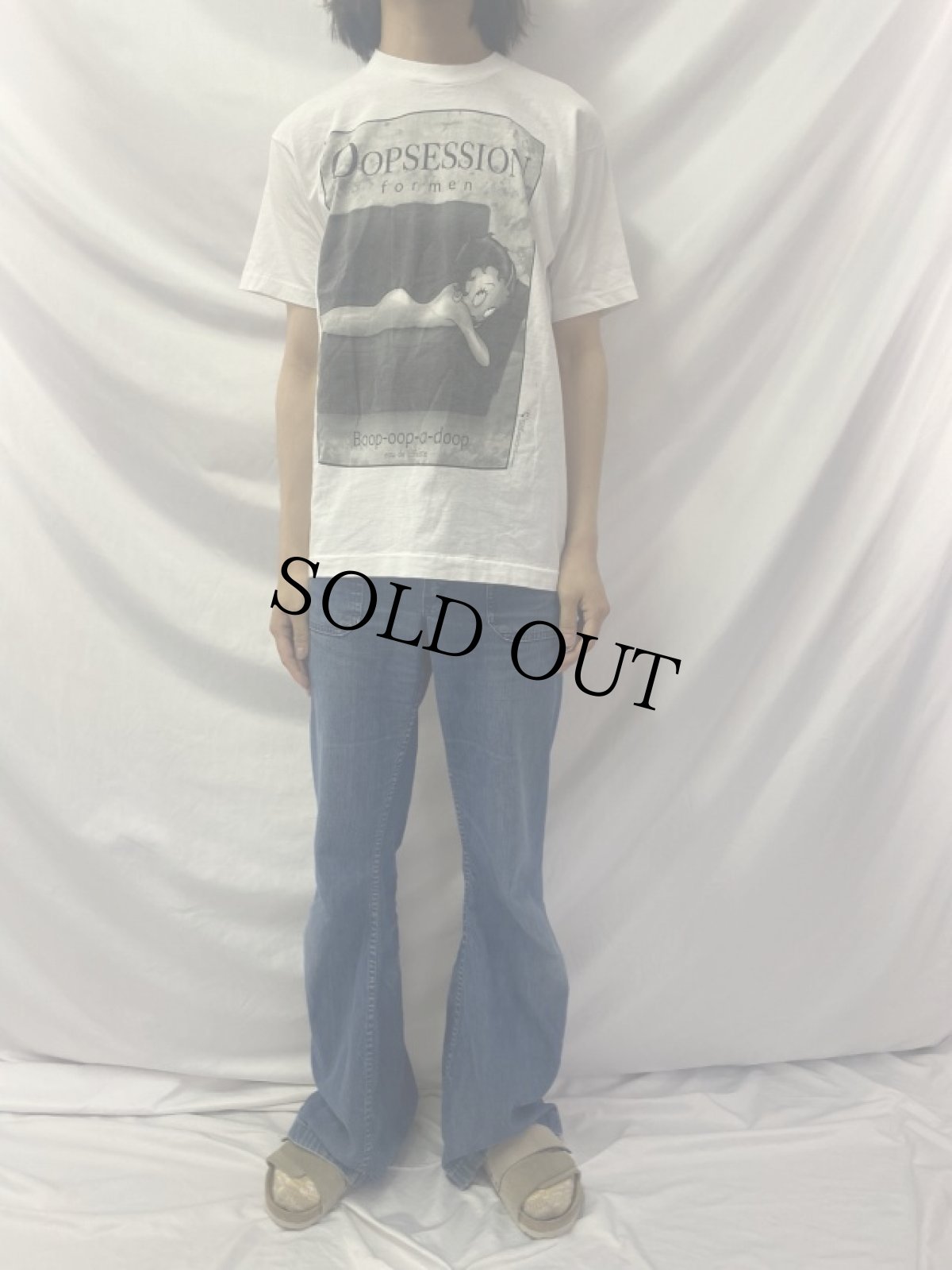 画像2: 90's Betty Boop USA製 "OOPSESSION for men" パロディTシャツ M (2)