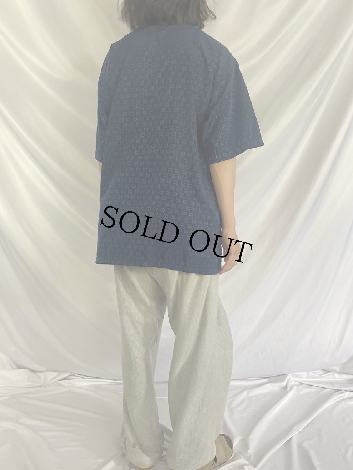 画像4: 90's〜 SYNERGY パロディ モノグラム柄 ポリエステルオープンカラーシャツ L (4)